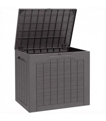 Outsunny 97L Plastic Garden Storage Box, Outdoor Storage Box with Handles, Waterproof Outdoor Storage Container, Brown