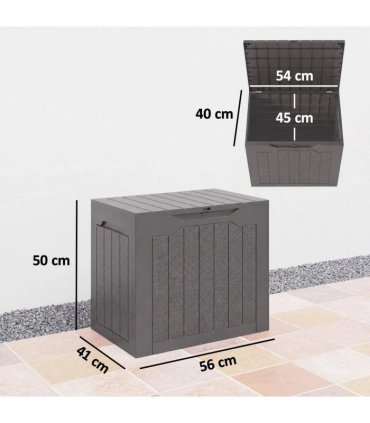 Outsunny 97L Plastic Garden Storage Box, Outdoor Storage Box with Handles, Waterproof Outdoor Storage Container, Brown