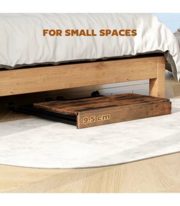 HOMCOM Folding Small Desk on Wheels - Rustic Brown