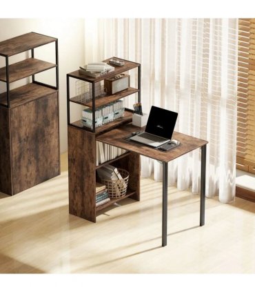 HOMCOM Folding Shelf and Work Table - Brown/Black