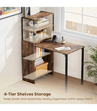 HOMCOM Folding Shelf and Work Table - Brown/Black