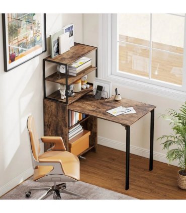 HOMCOM Folding Shelf and Work Table - Brown/Black