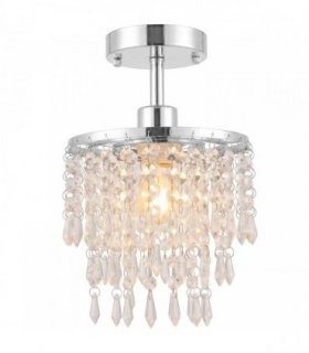 HOMCOM Crystal Ceiling Light with 57 Crystal Strands, Ceiling Light with Mounting Plate for Hallway, Silver Tone
