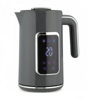 HOMCOM Electric Kettle, 1.7L Fast Boil 3000W Water Kettle with LED Display, Adjustable Temperature, Keep Warm Function, Grey