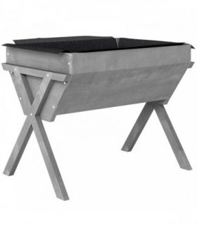 Outsunny Wooden Raised Garden Bed with Bed Liner, Elevated Planter Box with Legs, Light Grey