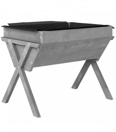 Outsunny Wooden Raised Garden Bed with Bed Liner, Elevated Planter Box with Legs, Light Grey