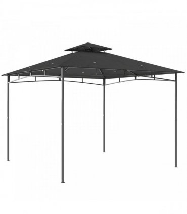 Outsunny 3 x 3 m Gazebo, Garden Gazebo with 2-Tier Roof, Metal Frame, Dark Grey