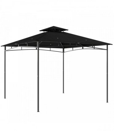 Outsunny 3 x 3 m Gazebo, Garden Gazebo with 2-Tier Roof, Metal Frame, Black