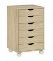 HOMCOM 6 Drawer Vertical File Cabinet, Mobile Filing Cabinet with Quiet Drawers and Wheels with 2 Brakes, Oak Wood Effect
