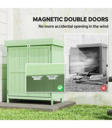 Outsunny Small Shed, Wooden Garden Shed with Openable Hinged Roof and Removable Shelf, 74 x 43 x 88 cm, Light Green