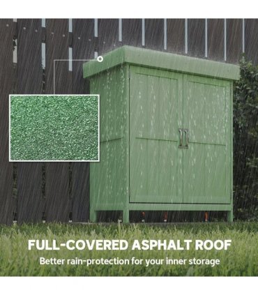 Outsunny Small Shed, Wooden Garden Shed with Openable Hinged Roof and Removable Shelf, 74 x 43 x 88 cm, Light Green