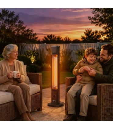Outsunny 2000 W Electric Infrared Patio Heater with Cover, Free Standing/Wall Mounted IP65 Outdoor Garden Heater, Black