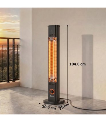 Outsunny 2000 W Electric Infrared Patio Heater with Cover, Free Standing/Wall Mounted IP65 Outdoor Garden Heater, Black