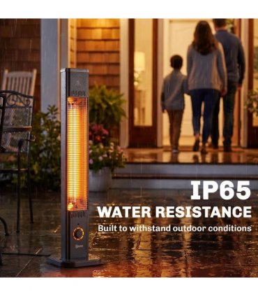 Outsunny 2000 W Electric Infrared Patio Heater with Cover, Free Standing/Wall Mounted IP65 Outdoor Garden Heater, Black