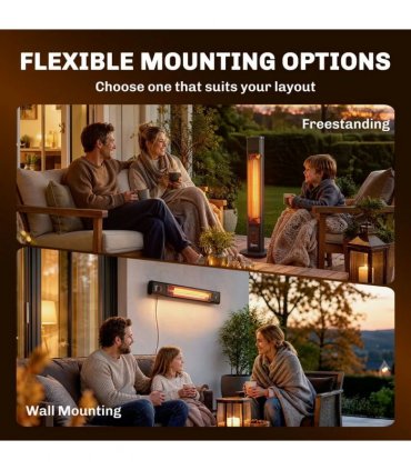 Outsunny 2000 W Electric Infrared Patio Heater with Cover, Free Standing/Wall Mounted IP65 Outdoor Garden Heater, Black