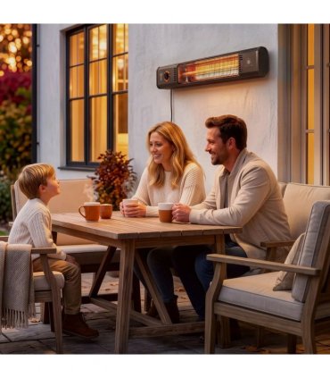 Outsunny 2000 W Electric Infrared Patio Heater with Cover, Free Standing/Wall Mounted IP65 Outdoor Garden Heater, Black