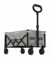 Outsunny 60L Foldable Festival Trolley on Wheels, Collapsible Wagon Cart with Drop-Down Tailgate, Adjustable Handle, Grey