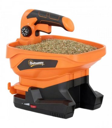 Outsunny Cordless Spreader, 3.3L Handheld Seed Spreader with Adjustable Scatter Width, Adjustable Flow, USB Charging Cable