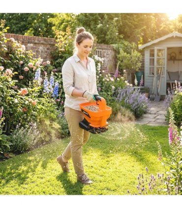 Outsunny Cordless Spreader, 3.3L Handheld Seed Spreader with Adjustable Scatter Width, Adjustable Flow, USB Charging Cable