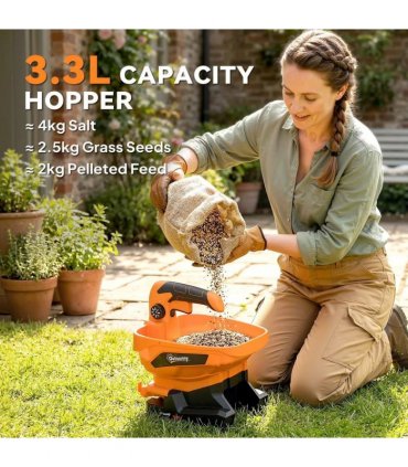 Outsunny Cordless Spreader, 3.3L Handheld Seed Spreader with Adjustable Scatter Width, Adjustable Flow, USB Charging Cable