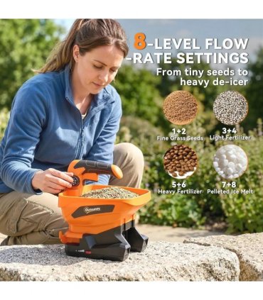 Outsunny Cordless Spreader, 3.3L Handheld Seed Spreader with Adjustable Scatter Width, Adjustable Flow, USB Charging Cable