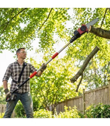 Outsunny 18V 8" Cordless Pole Chainsaw, 1.94m/2.56m Electric Chainsaw with 2 x 4.0Ah Batteries, Charger, Auto Lubrication