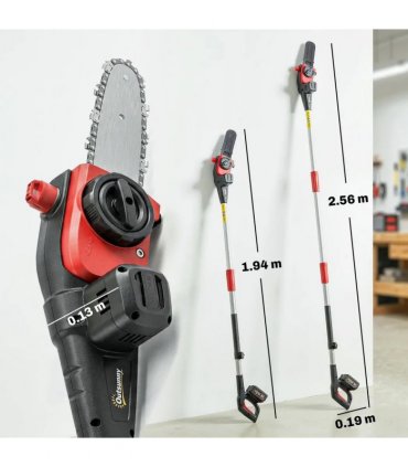 Outsunny 18V 8" Cordless Pole Chainsaw, 1.94m/2.56m Electric Chainsaw with 2 x 4.0Ah Batteries, Charger, Auto Lubrication