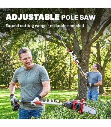 Outsunny 18V 8" Cordless Pole Chainsaw, 1.94m/2.56m Electric Chainsaw with 2 x 4.0Ah Batteries, Charger, Auto Lubrication