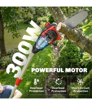 Outsunny 18V 8" Cordless Pole Chainsaw, 1.94m/2.56m Electric Chainsaw with 2 x 4.0Ah Batteries, Charger, Auto Lubrication