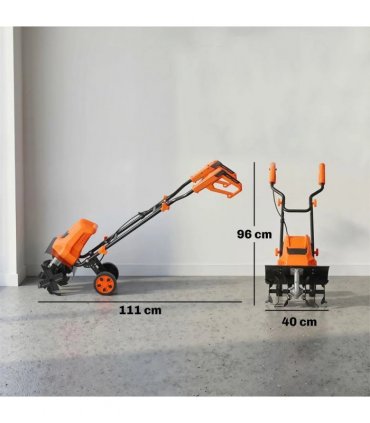 Outsunny 1500W Electric Garden Tiller w/Foldable Handle, 40cm Working Width, 20cm Tilling Depth, 6 Blades, 2 Adjustable Wheels