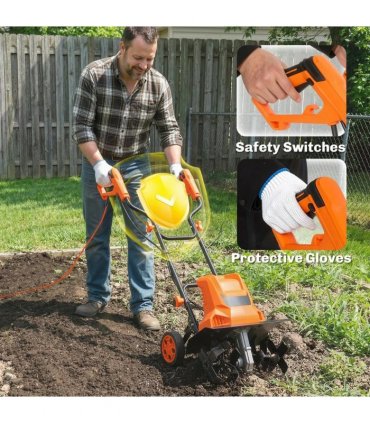 Outsunny 1500W Electric Garden Tiller w/Foldable Handle, 40cm Working Width, 20cm Tilling Depth, 6 Blades, 2 Adjustable Wheels