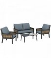 Outsunny 4 Seater Rattan Garden Furniture Set with 2 Armchairs, Loveseat, Coffee Table, Garden Sofa Set with Cushions, Grey