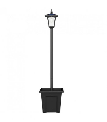 Outsunny Garden Solar Lamp Post Light, Waterproof LED Solar Light Post with Planter, Black