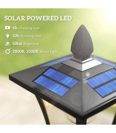 Outsunny Garden Solar Lamp Post Light, Waterproof LED Solar Light Post with Planter, Black