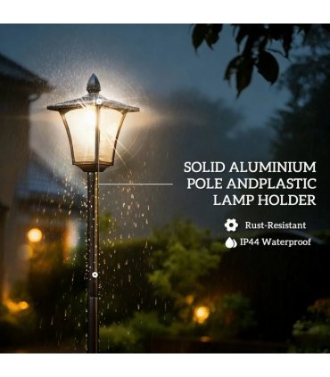 Outsunny Garden Solar Lamp Post Light, Waterproof LED Solar Light Post with Planter, Black
