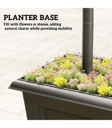 Outsunny Garden Solar Lamp Post Light, Waterproof LED Solar Light Post with Planter, Black