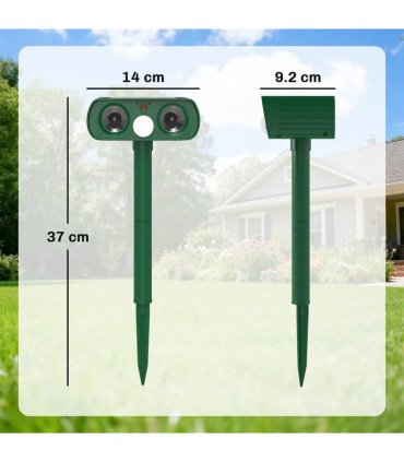 Outsunny Ultrasonic Cat Repellent, PIR Motion Sensor 110°, LED Flash, Solar Cat Deterrents for Gardens UK