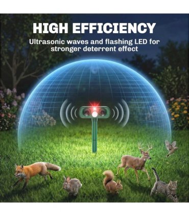 Outsunny Ultrasonic Cat Repellent, PIR Motion Sensor 110°, LED Flash, Solar Cat Deterrents for Gardens UK