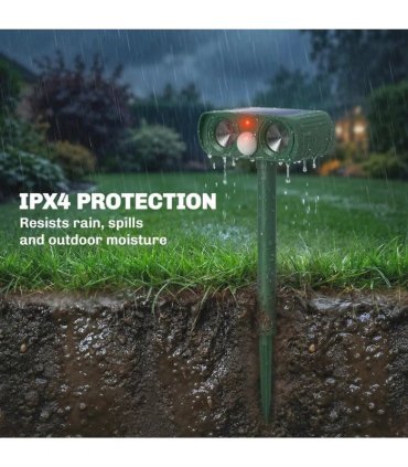 Outsunny Ultrasonic Cat Repellent, PIR Motion Sensor 110°, LED Flash, Solar Cat Deterrents for Gardens UK