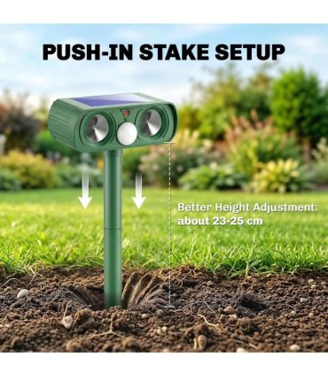 Outsunny Ultrasonic Cat Repellent, PIR Motion Sensor 110°, LED Flash, Solar Cat Deterrents for Gardens UK