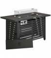 Outsunny Propane Gas Fire Pit Table, Outdoor Firepit with 43" Steel Tabletop and Lid, 50,000 BTU Pulse Ignition Fire Table w/ Stainless Steel Burner, Glass Wind Guard, and Cover