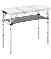 Outsunny 3ft Folding Camping Table, Picnic Table with Mesh Storage Layer, Carrying Bag and Metal Frame, Cream White