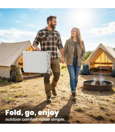 Outsunny 3ft Folding Camping Table, Picnic Table with Mesh Storage Layer, Carrying Bag and Metal Frame, Cream White