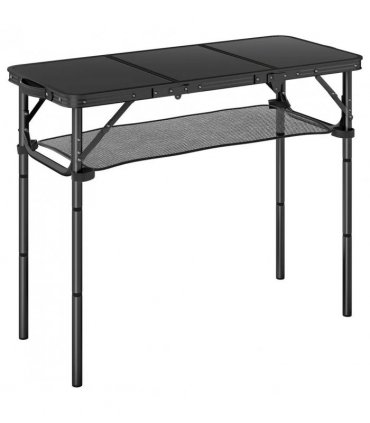 Outsunny 3ft Folding Camping Table, Picnic Table with Mesh Storage Layer, Carrying Bag and Metal Frame, Black