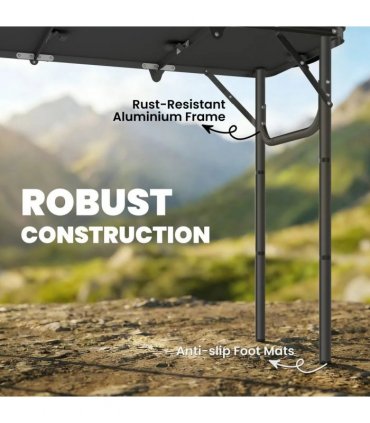 Outsunny 3ft Folding Camping Table, Picnic Table with Mesh Storage Layer, Carrying Bag and Metal Frame, Black