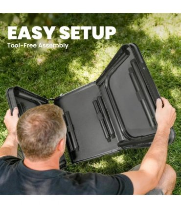 Outsunny 3ft Folding Camping Table, Picnic Table with Mesh Storage Layer, Carrying Bag and Metal Frame, Black