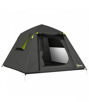 Outsunny Camping Tent 3000mm Waterproof Tent with 2 Doors for 2 Person, Grey & Green