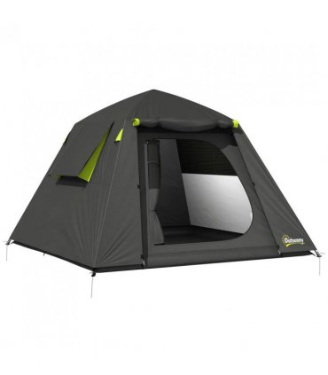 Outsunny Camping Tent 3000mm Waterproof Tent with 2 Doors for 2 Person, Grey & Green