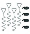 SPORTNOW 4Pcs Trampoline Anchor Kit, 32 cm Galvanised Trampoline Stakes, Spiral Ground Anchors with Triangle Head, Straps