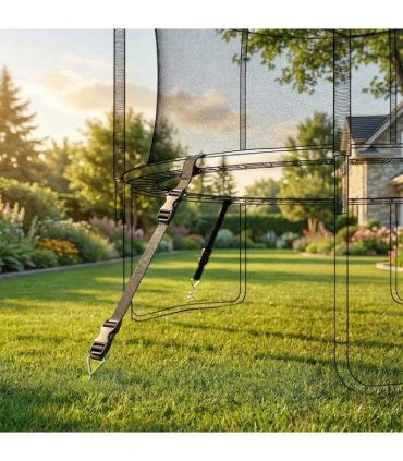 SPORTNOW 4Pcs Trampoline Anchor Kit, 32 cm Galvanised Trampoline Stakes, Spiral Ground Anchors with Triangle Head, Straps